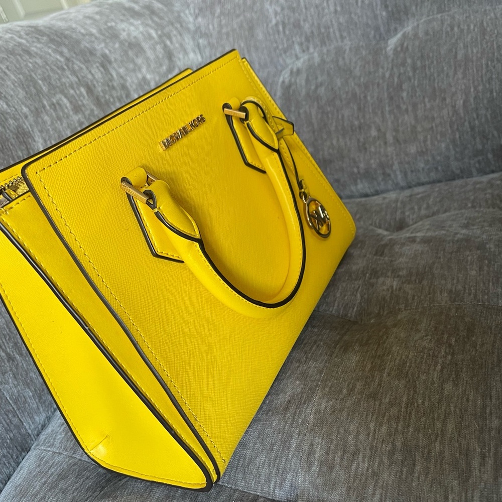 Michael Kors Bright Yellow Satchel with Gold Details - Picture 2 of 5